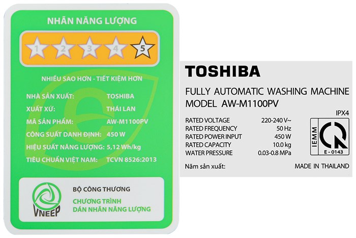 Máy Giặt Inverter Toshiba 10 Kg AW-DM1100JV(MK)